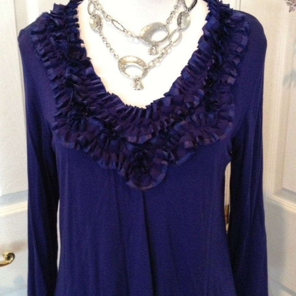 Status Amazing blue color tunic, ruffle neckline